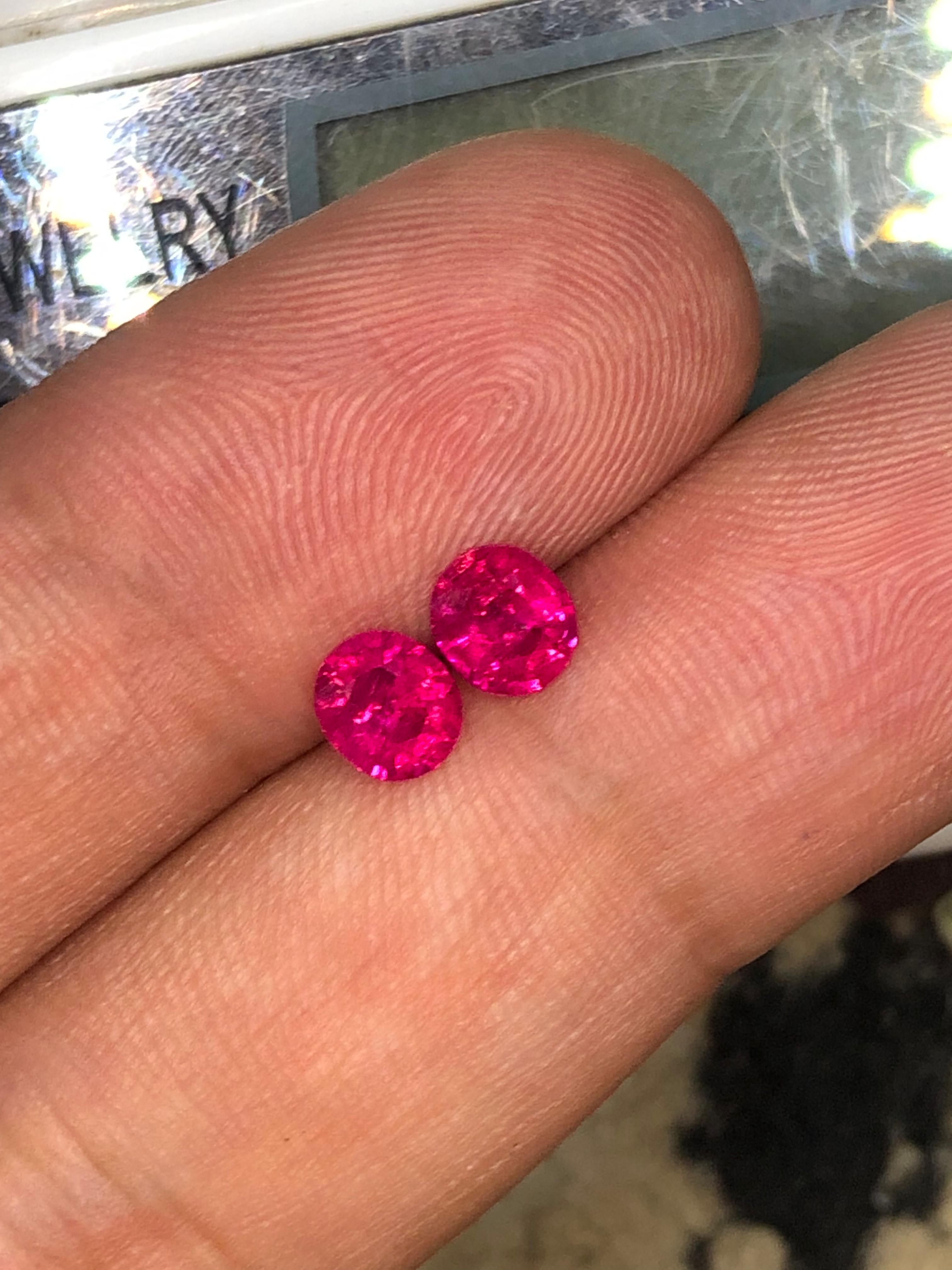 1.22ct NO HEAT Ruby Pair